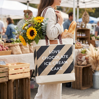Sac fourre-tout de Shopping réutilisable en coton et en toile de Jute avec Logo imprimé personnalisé, sac de supermarché en lin et à rayures avec poignée en cuir PU