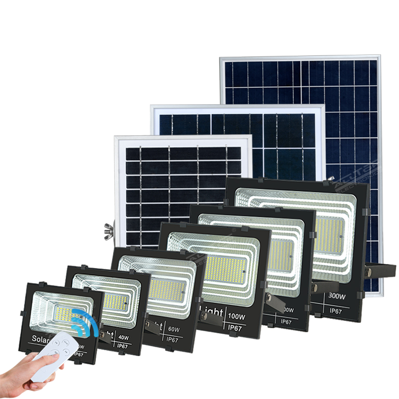 Die Casting Aluminum Waterproof Outdoor Ip67 25w 40w 60w 100w 200w 300w Solar Led Flood Lighting
