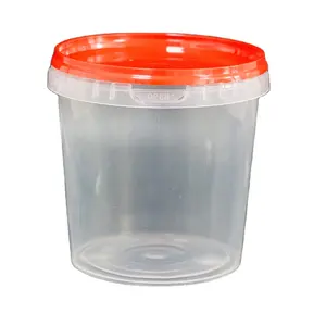 Supply Food Grade Clear Plastic Round Bucket With Handle And Lid 5L Food Packing Bucket Custom Colors Logo