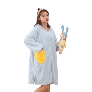 Peignoir à manches longues à motif ananas, col en V, coupe ample, avec capuche, doux et absorbant, pour la maison, pour adulte, paréo de bain - Product Image 4