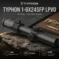 Lunette de visée TYPHON 1-6x24 SFP LPVO en alliage d'aluminium étanche avec réticule éclairé et verre ED entièrement multicouche pour utilisation en extérieur