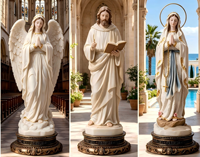Statues religieuses en polyrésine de grande taille : Jésus, Père, Anges, Notre-Dame, Madone, Artisanales, Peintes à la main, Pyramide d'amour, Fée