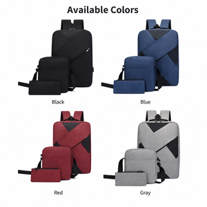 Sac à dos pour <span class=keywords><strong>ordinateur</strong></span> <span class=keywords><strong>portable</strong></span> 3 pièces en tissu Oxford géométrique, léger, imperméable, grande capacité, avec logo personnalisé, pour étudiants, décontracté, avec port USB - Product Image 6
