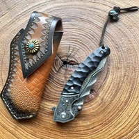 Gesneden Damascus staal vouwmes met gladde rand, gesmeed patroon, houten handvat, draagbaar, klein, voor buiten, kamperen, schilmes, hoge hardheid