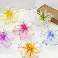 Pince à cheveux en plastique motif fleur d'œuf et coiffe vietnamienne - Pince à cheveux magnolia violette - Accessoire pour l'arrière de la tête - Pince requin - Fermoir - Diwali Pâques