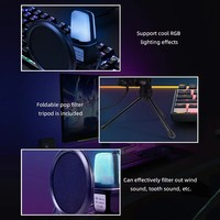 Microphone USB RGB, microphone à condensateur, réduction du bruit, micro filaire pour jeux, enregistrement de podcast, studio, streaming, ordinateur portable, ordinateur de bureau