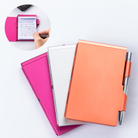 Porte-cartes personnalisable en alliage d'aluminium avec stylo, planificateur de calendrier, porte-journal, bloc-notes, caractéristiques des notes autocollantes