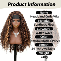 Perruque bandeau synthétique effet vague d'eau, résistante à la chaleur, P4-27, bon marché pour débutantes, perruque bandeau synthétique volumineuse
