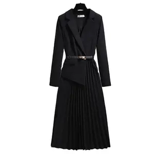 2024 venta al por mayor Formal moda elegante manga larga Brazer vestido de alta calidad Maxi vestido