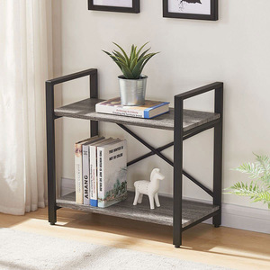 Étagère de rangement très vendue, étagère de rangement double couche sur pied pour entrepôt, étagère de rangement gain de place pour la maison, en fer et bois - Product Image 1