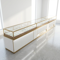 Vitrine d'exposition de bijoux LED personnalisée en verre trempé et acier inoxydable, verrouillable, pour comptoir de boutique de détail