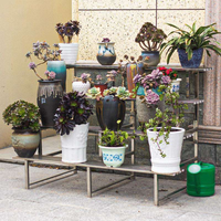 Support à plantes en acier inoxydable pour extérieur, support de présentation de pots de fleurs en métal pour jardin