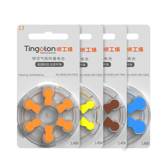 Wholesale Professional Cheap Button Cell Zinc Air Hearing Aid Batteries A10 A13 A312 A675 Long Service Time 4-Year Tingoton
