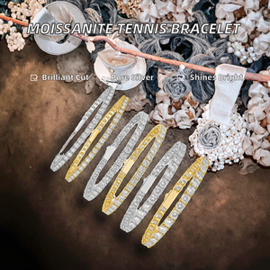 J&C Envío Gratis Pulsera de Cadena de Tenis Clásica para Hombre de Plata de Ley 925 con Moissanita de Corte Brillante Redondo de 3MM 4MM 5MM - Product Image 2