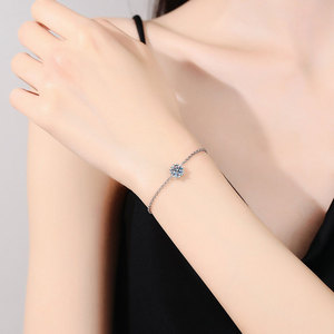 กำไลข้อมือโมอิสซาไนต์ทรงหกเหลี่ยม 925 เงินแท้ ประดับเพชรโมอิสซาไนต์ 1 กะรัต ดีไซน์หรูหรา รูปทรงหิมะหกแฉก สำหรับผู้หญิง - Product Image 4
