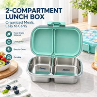 Boîte à lunch pratique à double compartiment en acier inoxydable 304, adaptée aux étudiants, aux employés de bureau et à diverses autres utilisations.