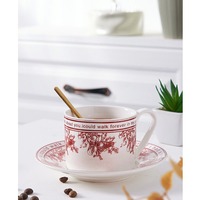 Ensemble tasse et soucoupe en céramique style chic – Mug simple pour le thé de l'après-midi, le petit-déjeuner ou le thé au lait, idéal pour la maison et le bureau
