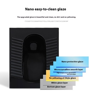 Hiện đại màu đen hộ gia đình gốm ngồi xổm nhà vệ sinh bát bể nước đặt khử mùi ngồi xổm <span class=keywords><strong>Pan</strong></span> - Product Image 3