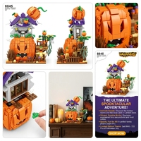 Ensemble de blocs de construction de maison citrouille d'Halloween, briques de citrouille Jack O'Lantern, jouet éducatif 722 pièces, modèle DIY pour enfants