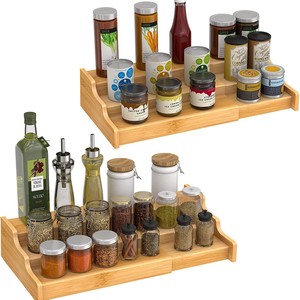 Estante para Especias de Bambú Expandible, Organizador de Almacenamiento de Cocina, Estante para Condimentos de Encimera, Forma Rectangular, No Requiere Perforación - Product Image 3
