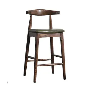 Restaurant Bar Furniture Wooden Kitchen High Bar Chair Hans Wegner Elbow Bar Stool Upholstered