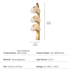 Alabaster Brass LED <b>Wall</b> <b>Sconce</b> Modern Retro Nordic Luxury Living Room Bedroom Lamp - Product Image 4