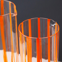 Tasse en verre à rayures orange avec bouche à bec Cool Creative High-Rise Home Bar Pot d'eau Style de conception classique