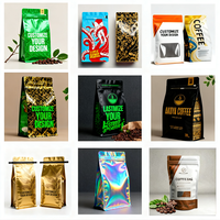 Sachets de café personnalisés écologiques, étanches à l'humidité et aux odeurs, avec valve et fermeture éclair refermable, pour l'emballage alimentaire de qualité supérieure