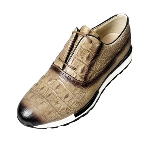 Men's <b>Full</b>-Grain Leather Casual Shoes for Special Embossed <b>Slip</b>-on Closure Elevator Style Versatile for Business Daily Wear - Product Image 1