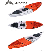 Lake River Bateau à rames simple en plastique pour 1 personne, kayak de pêche récréative moulé par Roto avec siège à pagaie et moteur