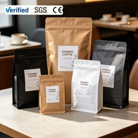 Sacs en Mylar personnalisés imprimés en gros, résistants à l'humidité, à fond plat, avec fermeture éclair, pochettes verticales pour grains de café