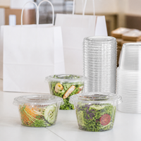 Gobelets à sauce jetables transparents personnalisés en PP/PET/PLA de 1/2/4 oz avec couvercle à charnière, écologiques, recyclables, de qualité alimentaire, pour sauces