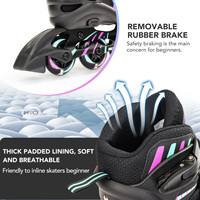 Patins à roues alignées réglables pour enfants avec roues en PU patins à roulettes pour garçons et filles patins clignotants complets chaussures pour adultes adolescents