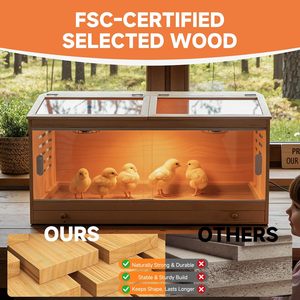 Incubatrice per Pulcini con Cassetti Grandi, in Legno, con 3 Lampade Riscaldanti, Termostato Intelligente e Termometro - Product Image 4