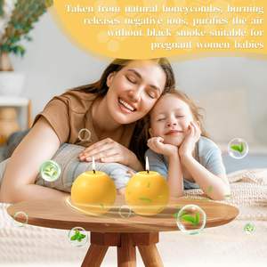 4個入り蜜蝋丸型キャンドル、3インチ手作り天然蜜蝋キャンドル、家庭用蜜蝋キャンドル、無煙蜜蝋キャンドル - Product Image 6