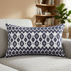 Taie d'oreiller lombaire brodée bleu marine indienne en gros taies d'oreiller motif floral pour la maison hôtel hôpital Textile décoratif - Product Image 3