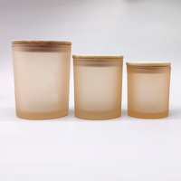 LA07M Bougies vides en verre 10oz couleur champagne de haute qualité avec couvercle en bois