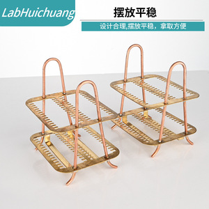Estante para teñir y secar 30 portaobjetos, vertical, de metal de cobre, 2 piezas, caja, uso médico y de laboratorio - Product Image 3
