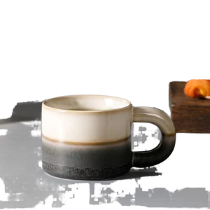 Tasses à café en porcelaine écologiques, artisanales, style rétro, effet de glaçure de four, style minimaliste scandinave, cadeaux d'affaires, bureau, maison - Product Image 1