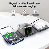 Station de charge magnétique sans fil pliable 3-en-1 15W, chargeur de voyage, adaptateur secteur pour iPhone, chargeur multifonction