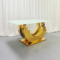 Table de réception en acier inoxydable doré de haute qualité, décoration de table à gâteau, décoration de fête de mariage, verre trempé