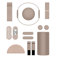Kit d'accessoires de Pilates unisexe couleur personnalisée : Cercle magique, Bande de résistance en tissu extensible, Anneau de Pilates, Bloc de yoga, Barre de gym, Haltère