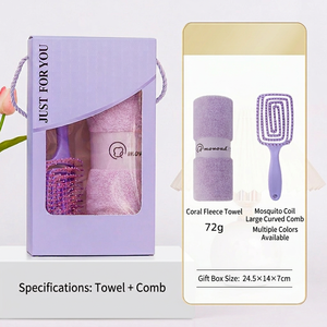 Coffret Cadeau Premium : Serviette et Brosse Démêlante avec Boîte Cadeau pour la Fête des Mères, la Saint-Valentin, les Cadeaux <span class=keywords><strong>de</strong></span> Mariage, les Cadeaux d'Entreprise - Product Image 5