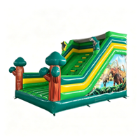 Toboggan gonflable commercial extérieur en PVC à double voie pour enfants - Dinosaure