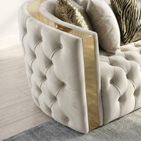 Ensemble de canapés sectionnels en tissu velours capitonné de style nordique de luxe - Design moderne, pieds en bois massif, blanc, appartement, hôtel, salon