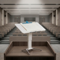 Escritorio Elevable Manual Neumático con Ruedas, Mesa Móvil para Aula Escolar o Centro de Capacitación