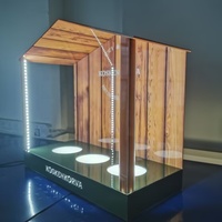 Support de bouteille lumineux LED sur mesure, aspect bois, pour présentation de bouteilles
