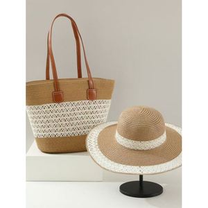 Sac fourre-tout tissé à l'épaule pour femme, grande capacité, tendance et élégant, idéal pour la plage et les vacances, style <span class=keywords><strong>français</strong></span> - Product Image 5