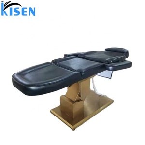 Table de massage électrique pour salon de beauté et spa, style européen Kisen, 3 moteurs, base en acier inoxydable plaqué or. - Product Image 2