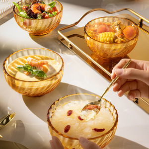 Ensemble de bols en verre Deslang, 4 pièces, passe au micro-ondes, jaune coucher de soleil, style chinois, boîte cadeau pour l'inauguration d'une maison - Product Image 3